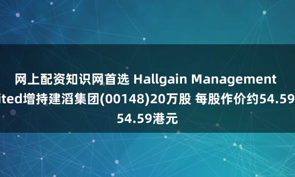 网上配资知识网首选 Hallgain Management Limited增持建滔集团(00148)20万股 每股作价约54.59港元